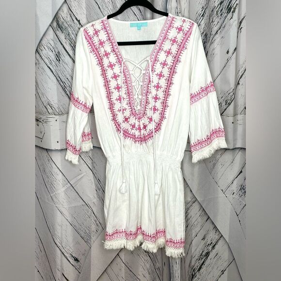 Melissa Odabash White and Pink Mini Dress M - Picture 3 of 10